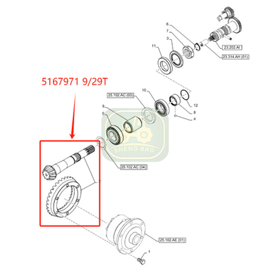Voorasstransmissieonderdelen 9/29T 5167971 Bevel Gear voor tractor