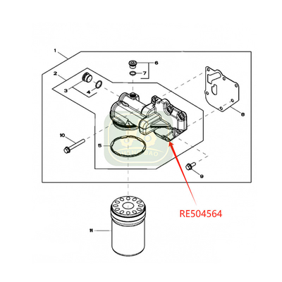Motorsysteem RE504564 R502505 Oliefilterkop voor -tractoren