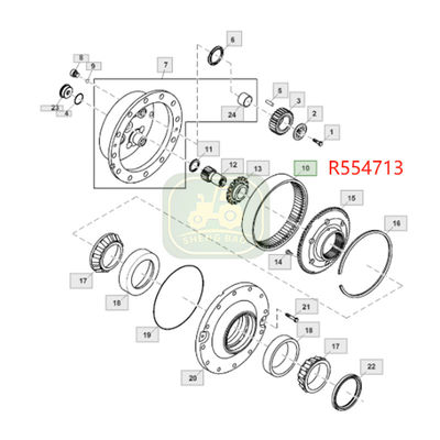 Vervangende vooras 70T R554713 Ring Gear voor tractor