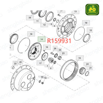 Vervanging van vooras 50T/70T R159931 Ring Gear voor tractor