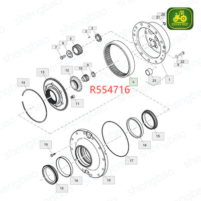 Vervanging van vooras 67T R554716 Ring Gear voor tractor