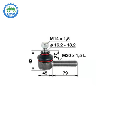 00110106 3131021R1-Delenband Rod End 95MM van de Gevalih Tractor