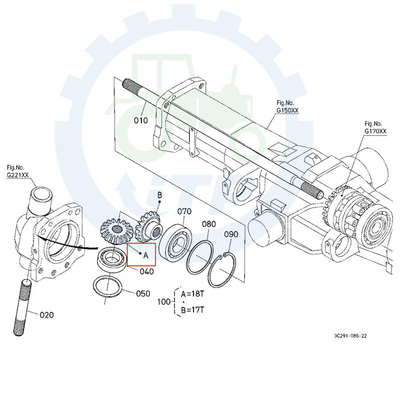 De Vervangstukken Voor4wd Axle Bevel Gear Set 18T van de Kubotatractor